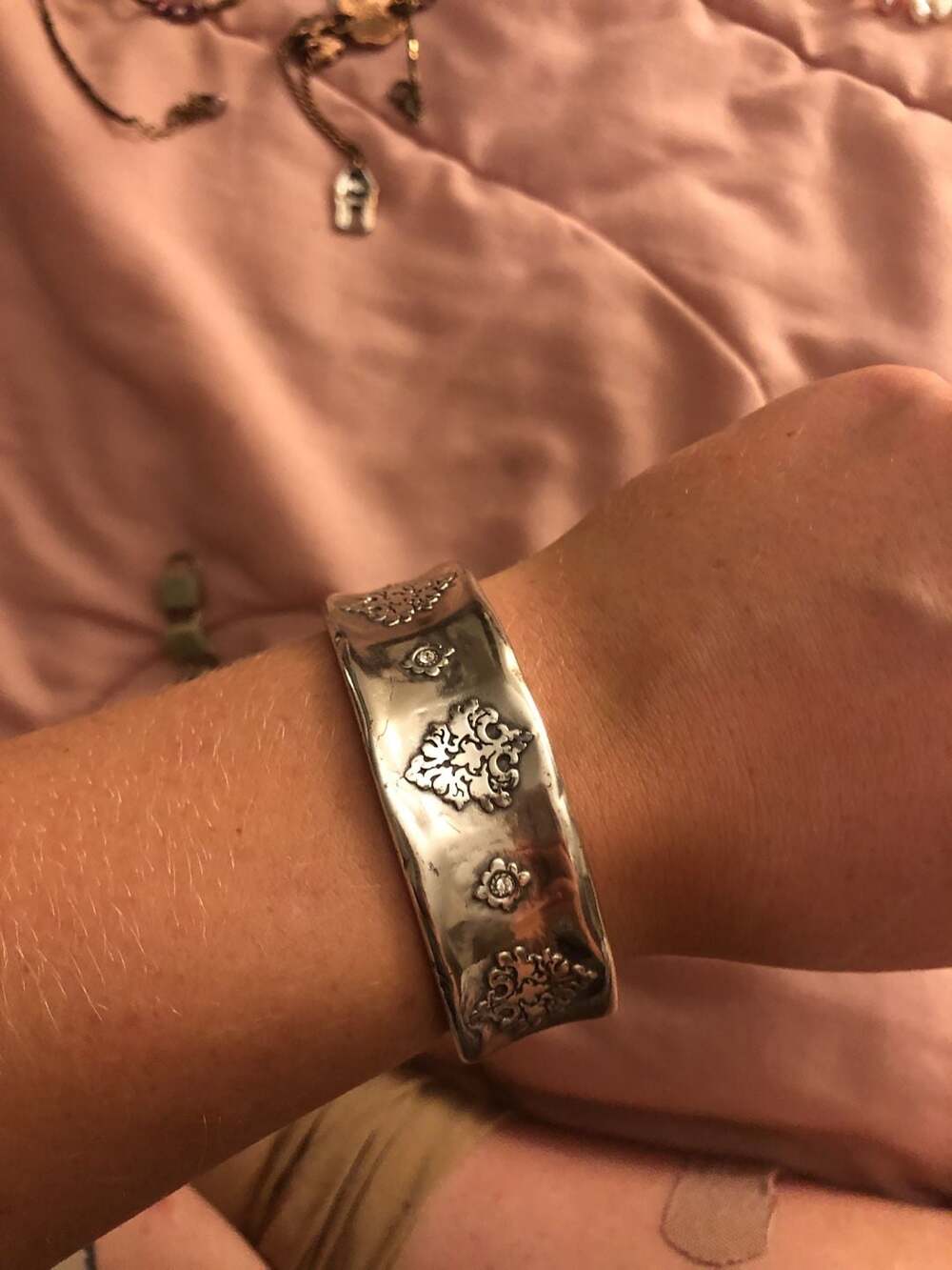 Judith Ripka Cubic Zirconia Floral Medallion Cuff Bracelet